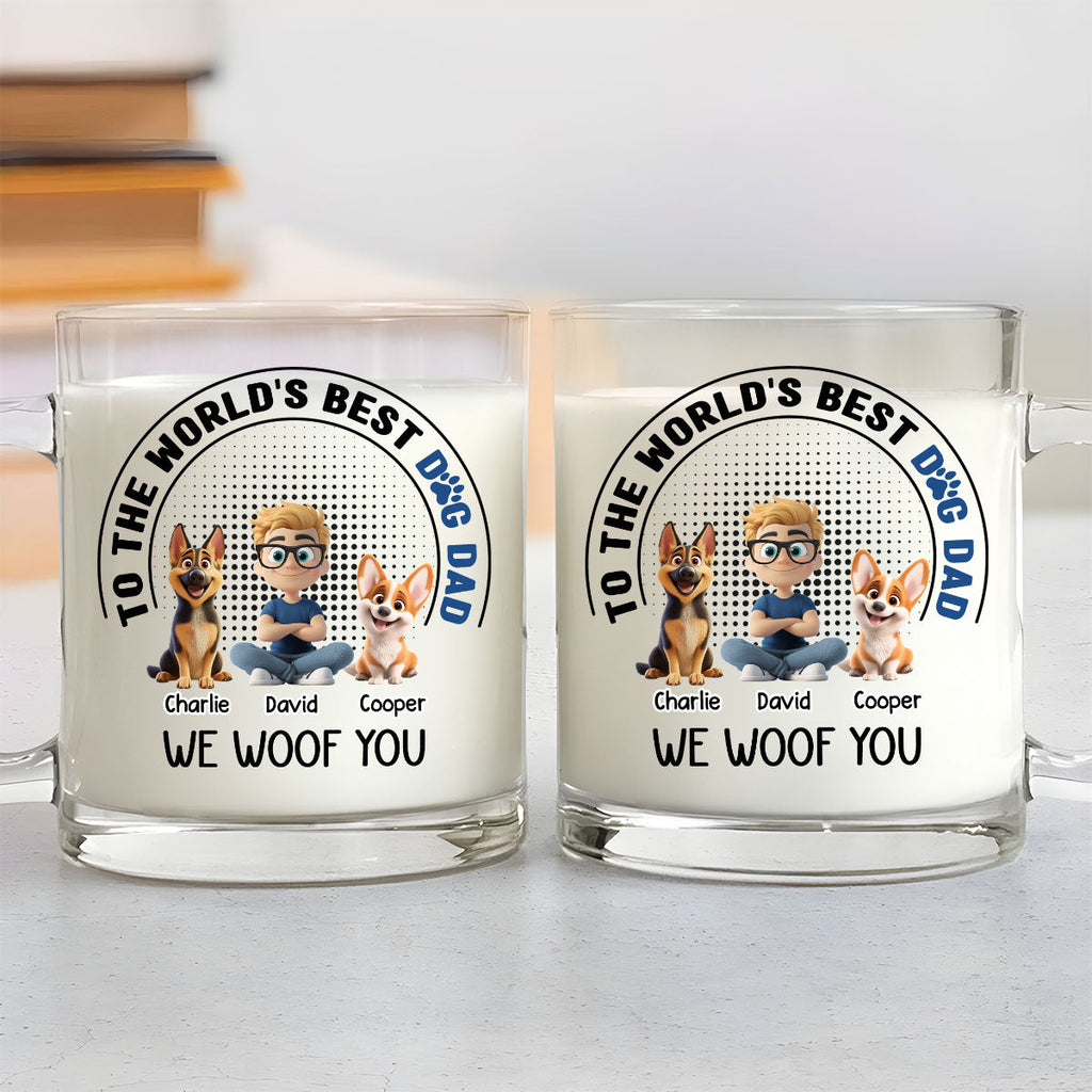 Custom Father's day Birthday Gifts For Dog Dad, Dog Lovers • Dog Dad Lovely Chibi - Personalized Glass Mug