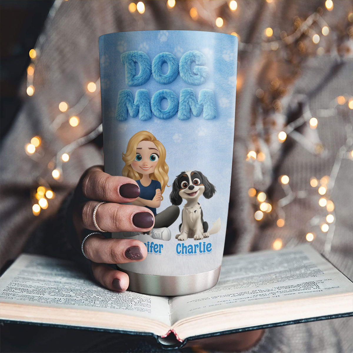 Custom Christmas Birthday Gifts For Dog Mom, Dog Lovers • Fur Mom Fur Dog - Personalized 3D Effect Tumbler
