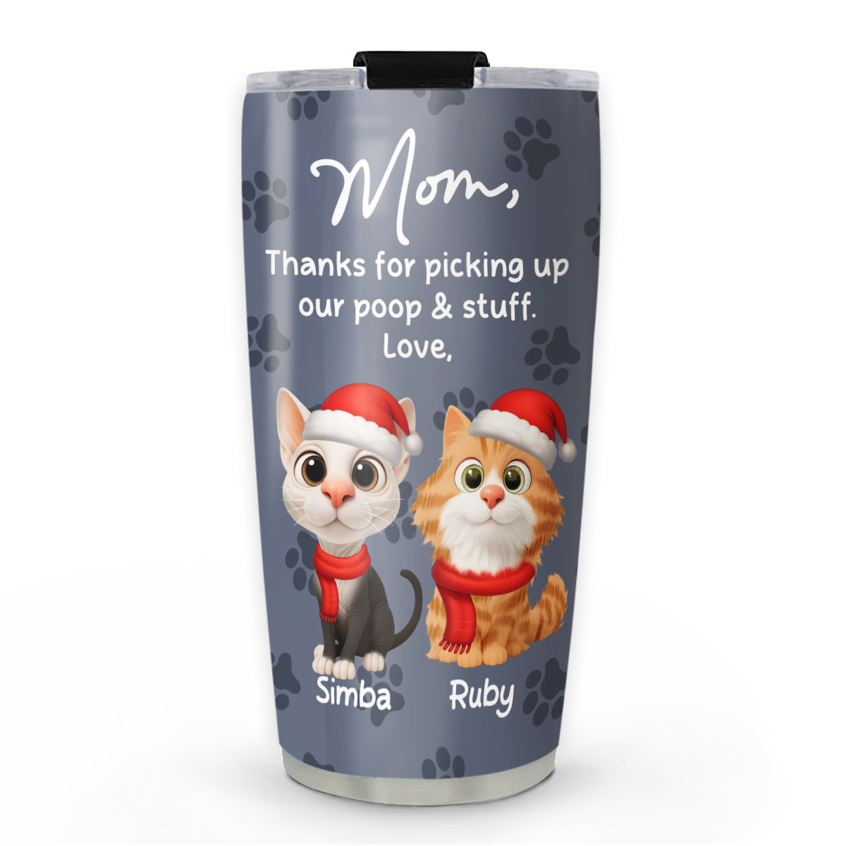 Custom Christmas Birthday Gifts For Cat Lovers • Picking Up My Poo And Stuff Ver Cat - Personalized Tumbler