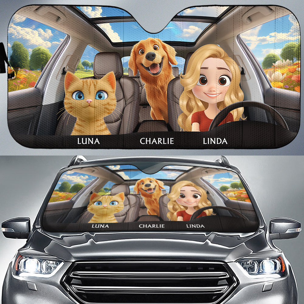 Custom Christmas Birthday Gifts Car Accessories for Pet Parents • Life Is Better With My Pets - Personalized Car Sunshade