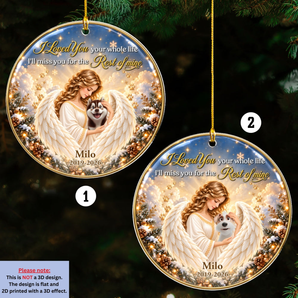 Custom Christmas Memorial Sympathy Gifts For Dogs, Cats • Forever Our Angel Version 2 - Personalized 3D Effect Acrylic Ornament