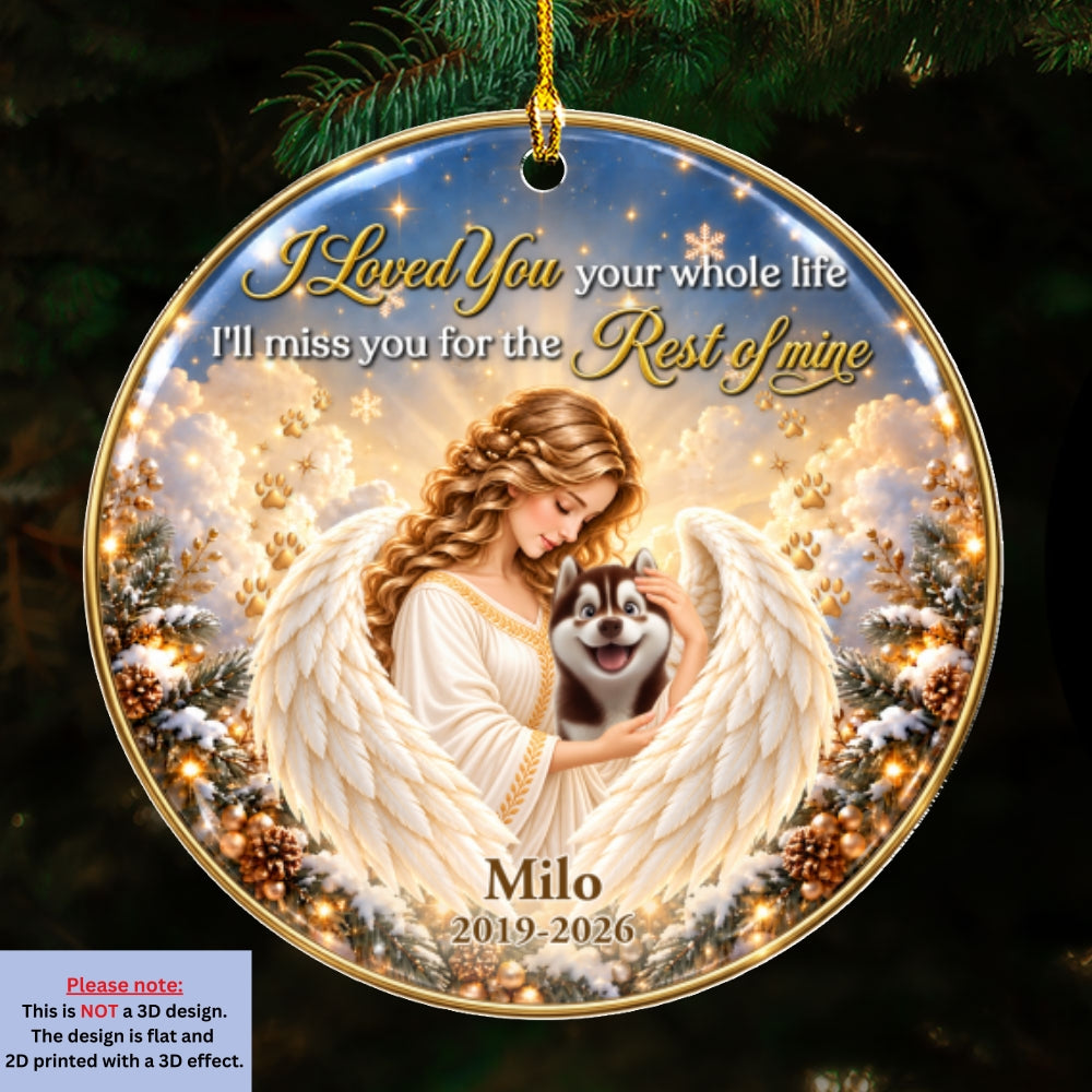 Custom Christmas Memorial Sympathy Gifts For Dogs, Cats • Forever Our Angel Version 2 - Personalized 3D Effect Acrylic Ornament
