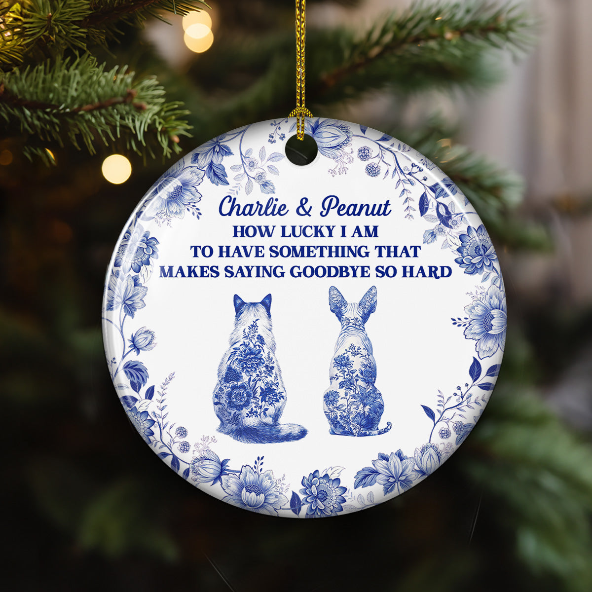Custom Christmas Decor Home Birthday Gifts For Cat Lovers • Hard To Say - Personalized Ceramic Ornament