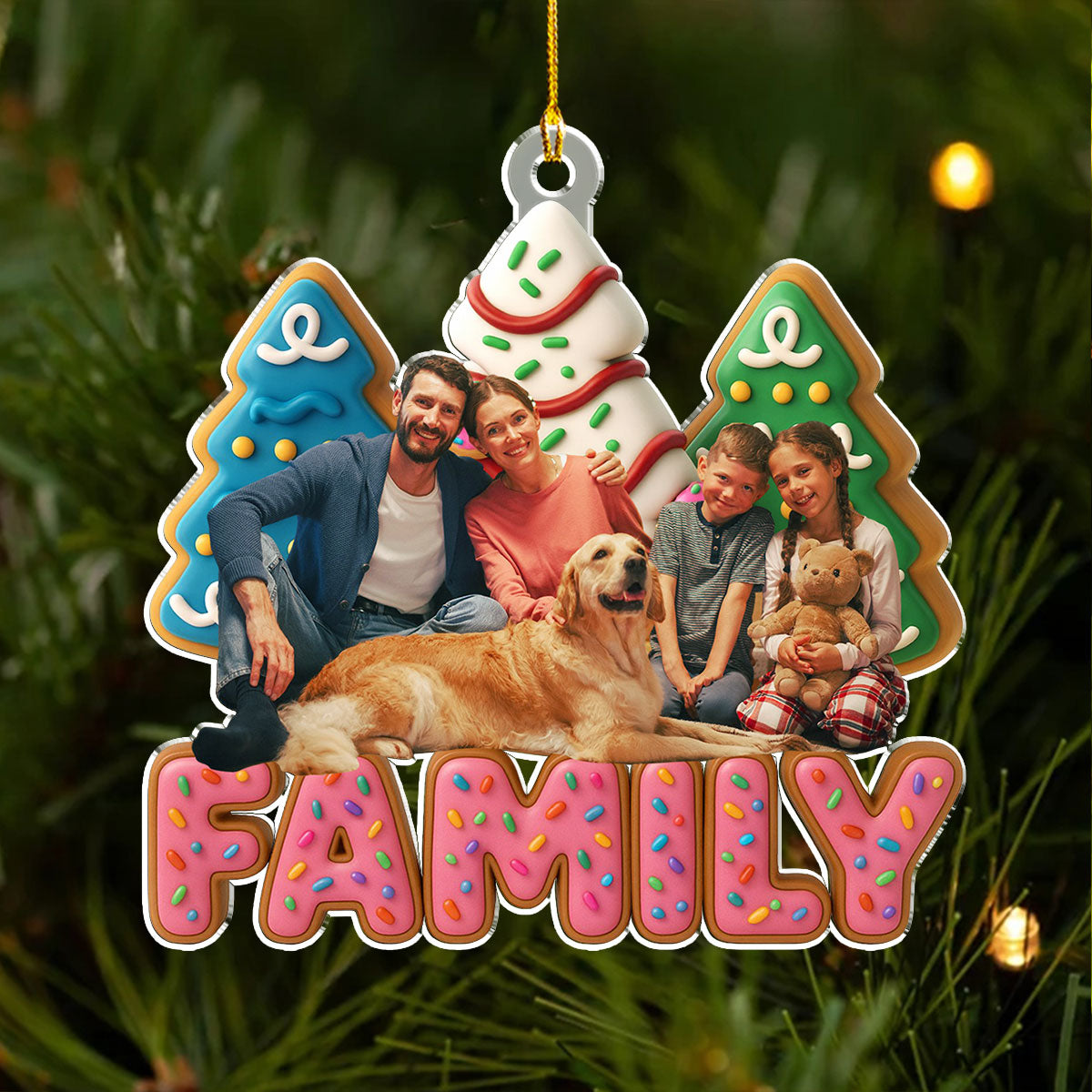 Custom Christmas Decor Home Birthday Gifts For Pet Lovers • Sweet Family Tree Ver Photo - Personalized Acrylic Ornament