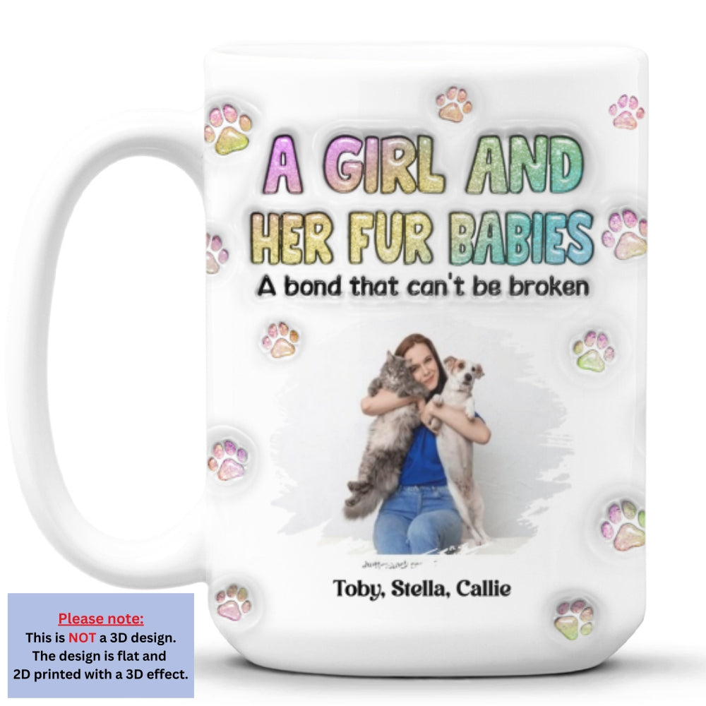 Custom Photo Christmas Birthday Gifts For Dog Mom, Dog Lovers • A Girl And Her Fur Babies Photo - Personalized 3D Inflated Effect Mug