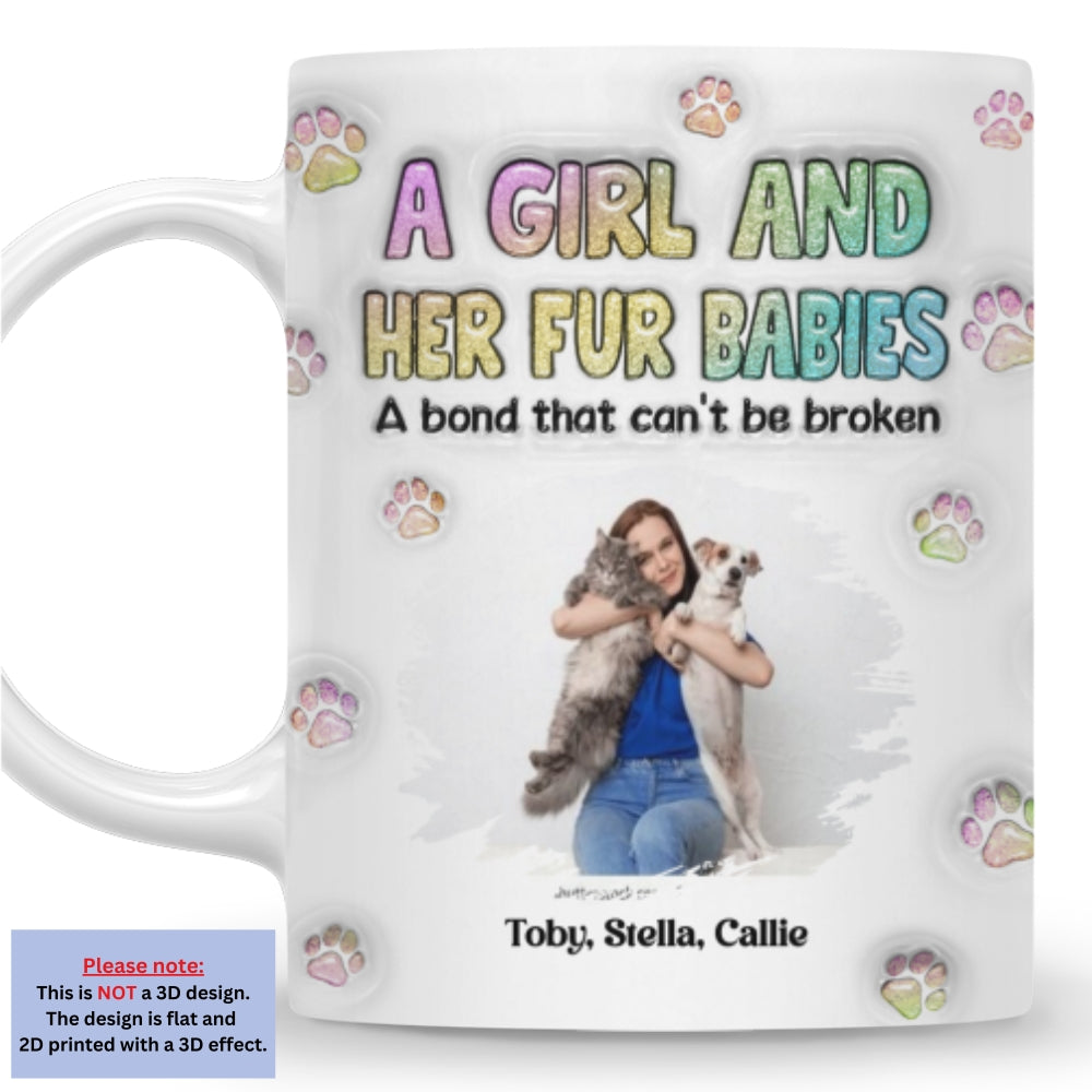 Custom Photo Christmas Birthday Gifts For Dog Mom, Dog Lovers • A Girl And Her Fur Babies Photo - Personalized 3D Inflated Effect Mug