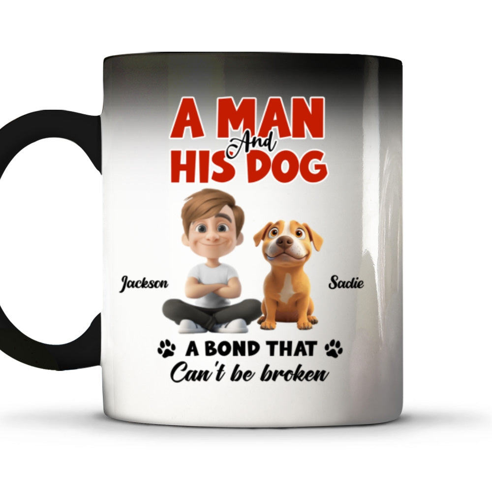 Custom Father's day Birthday Gifts For Dog Dad, Dog Lovers • Unbroken Bond - Personalized Color Changing Mug