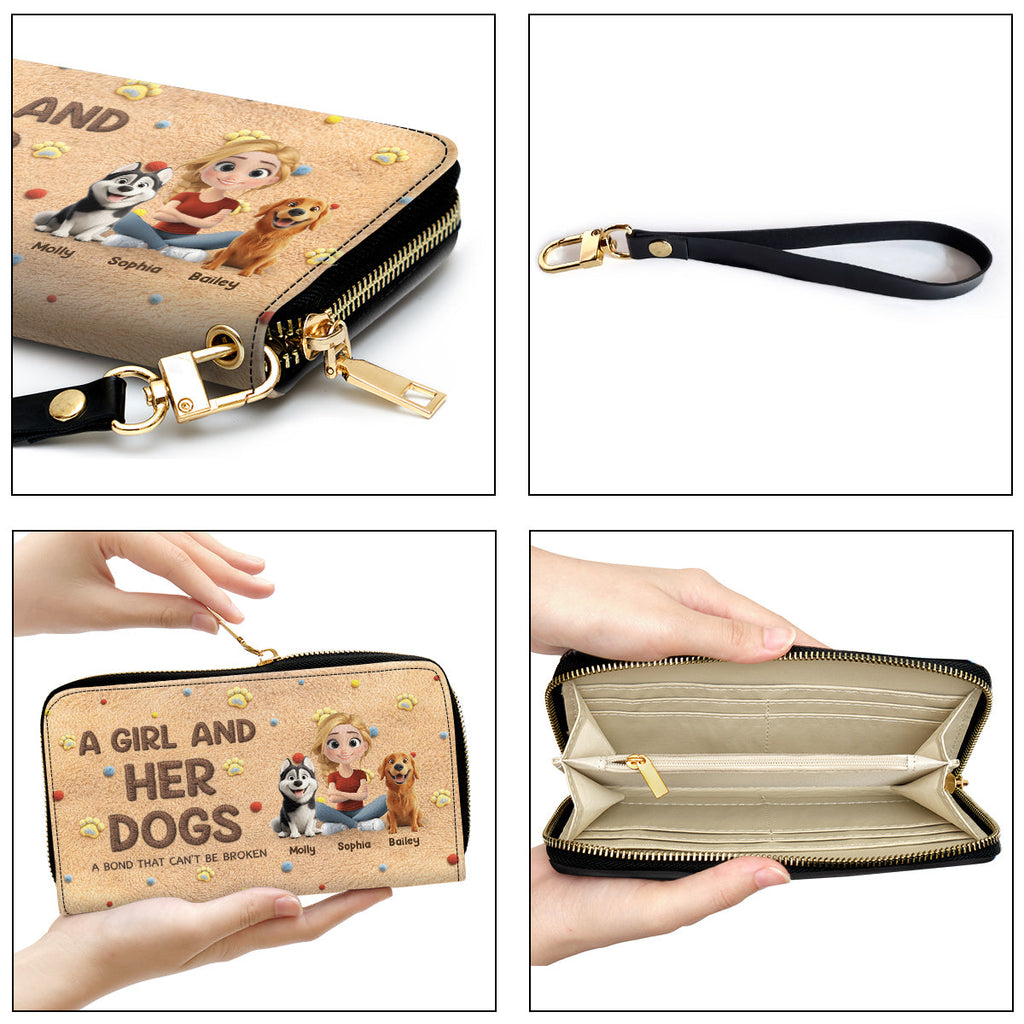 Stuffy Girl And Her Lovely Dogs - Personalized 3D Effect Leather Wallet
