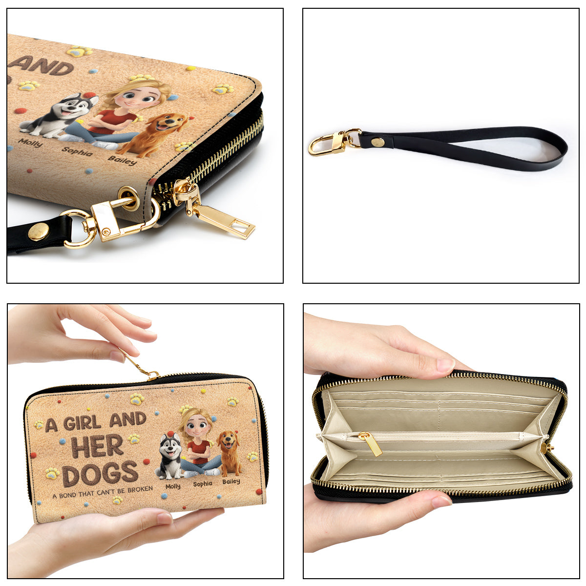 Stuffy Girl And Her Lovely Dogs - Personalized 3D Effect Leather Wallet
