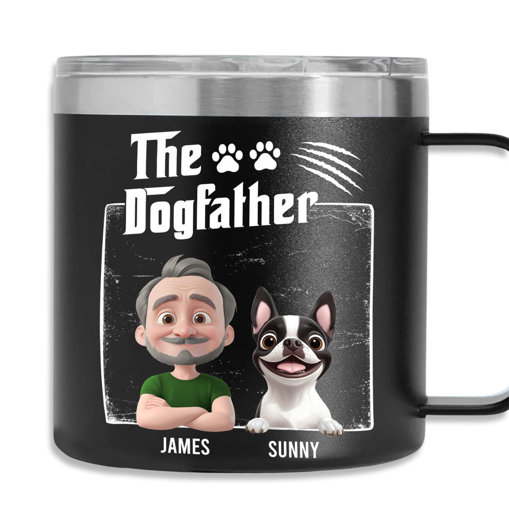 Custom Christmas Birthday Gifts For Dog Dad, Dog Lovers • The Father Of Dog - Personalized 14oz Stainless Steel Tumbler With Handle