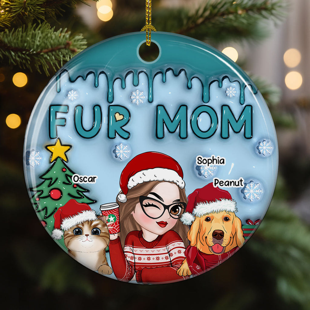 Lovely Fur Mom - Personalized 3D Inflated Effect Ceramic Ornament
