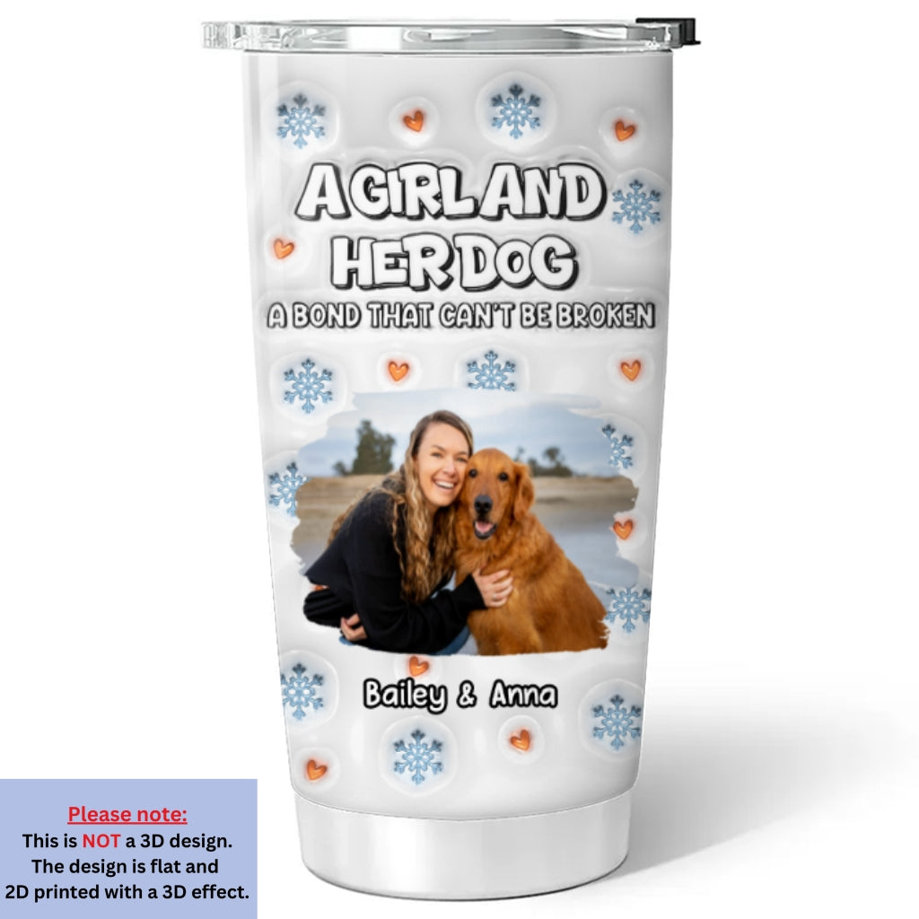 Custom Photo Christmas Birthday Gifts For Dog Mom, Dog Lovers • Christmas Day With Dog Mom Ver 2 Photo - Personalized 3D Inflated Effect Tumbler