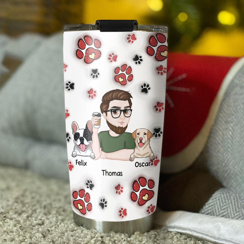 Custom Mother's day Birthday Gifts For Pet Mom, Pet Lovers • Love Dog Family - Personalized 3D Inflated Effect Tumbler