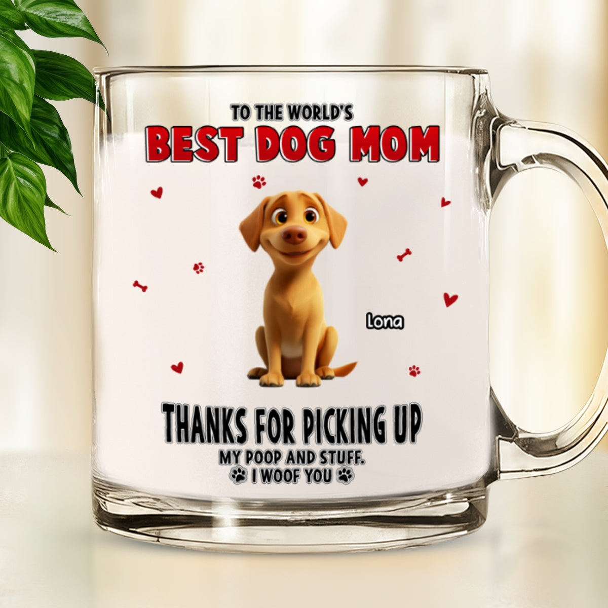 Custom Mother's Father's day Birthday Gifts For Dog Lovers • Thanks For Picking Up My Poo - Personalized Glass Mug