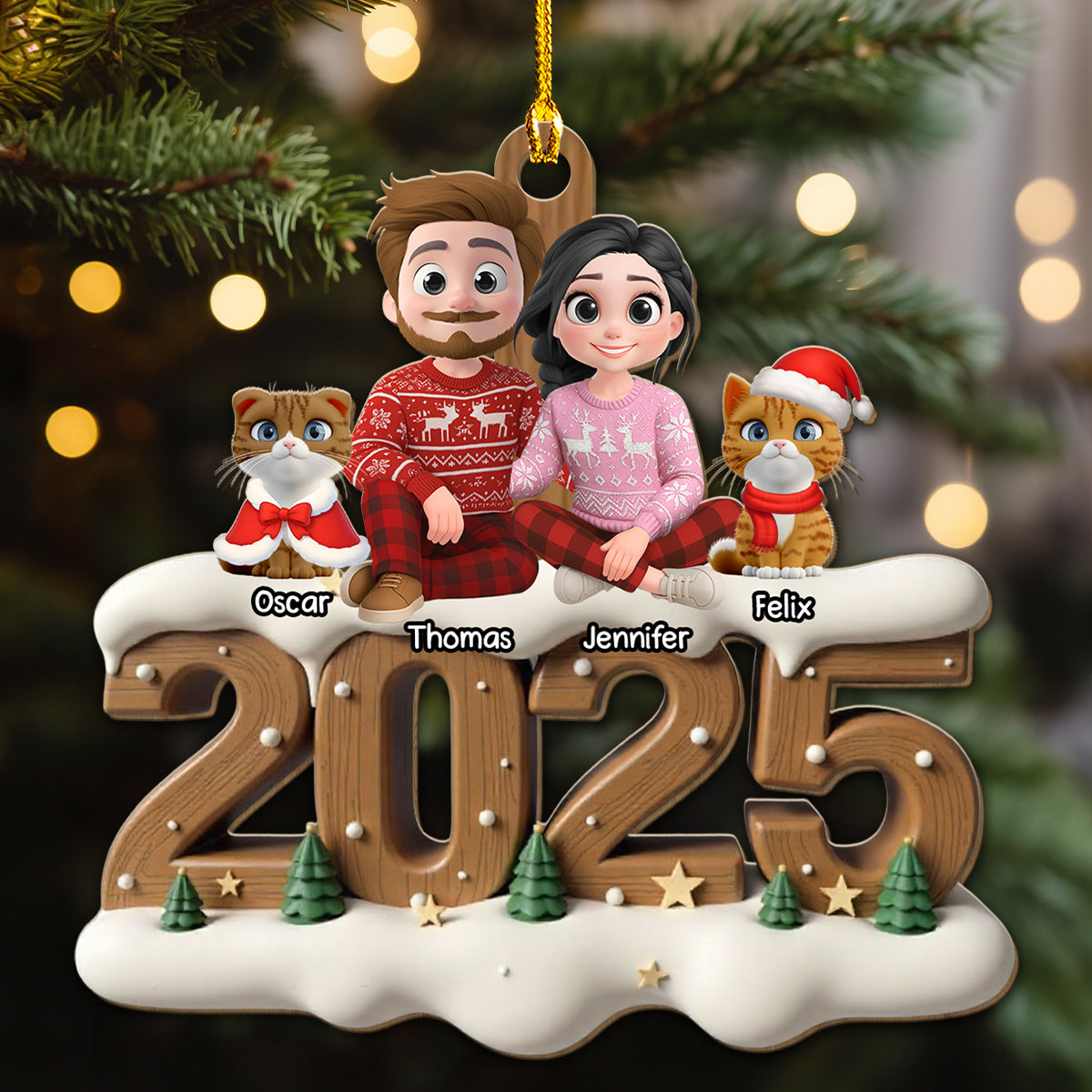Custom Christmas Decor Home Birthday Gifts For Cat Lovers • From This Year Cat Ver - Personalized 3D Effect Wood Ornament