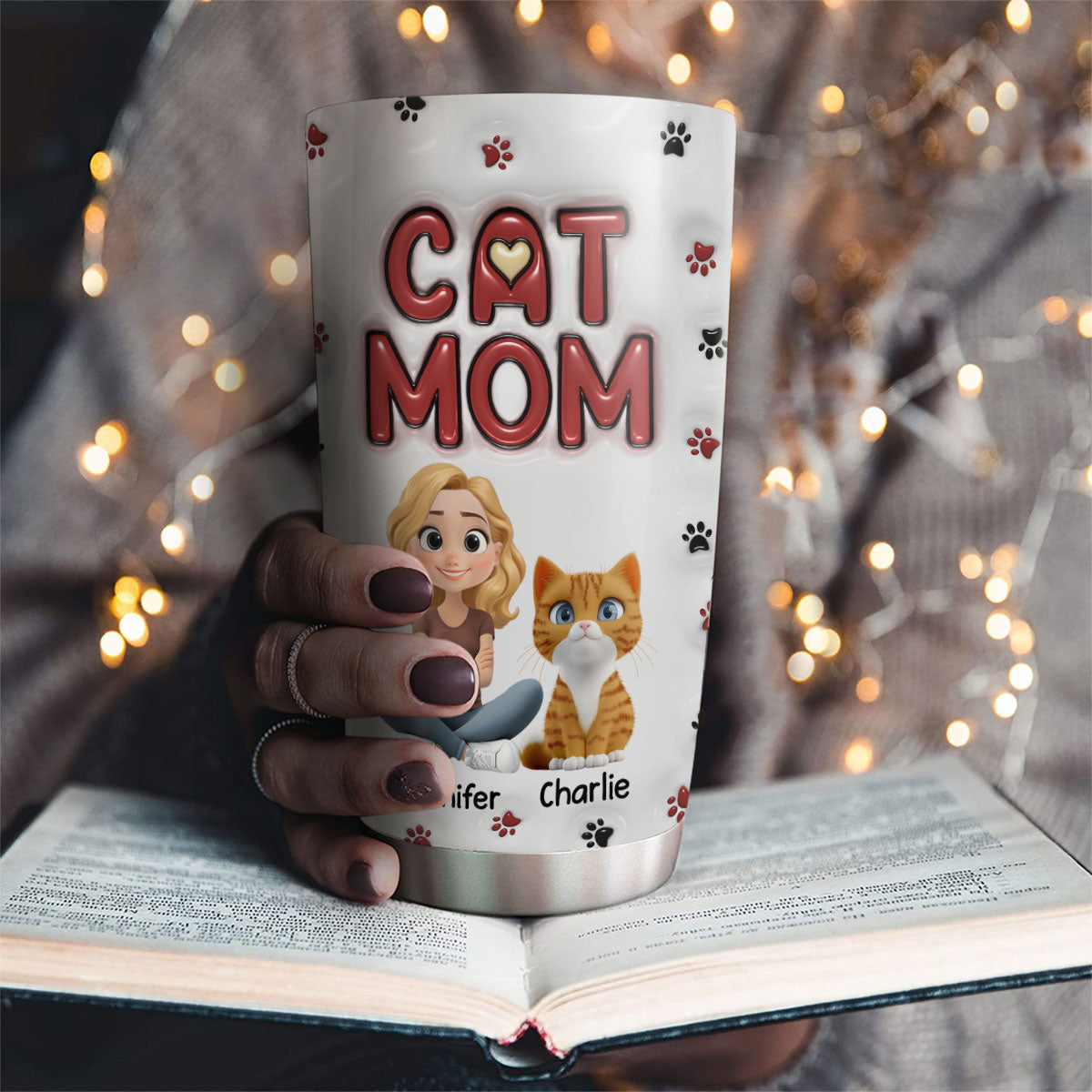 Custom Mother's day Birthday Gifts For Pet Mom, Pet Lovers • Lovely Cat Mom New Style - Personalized 3D Inflated Effect Tumbler