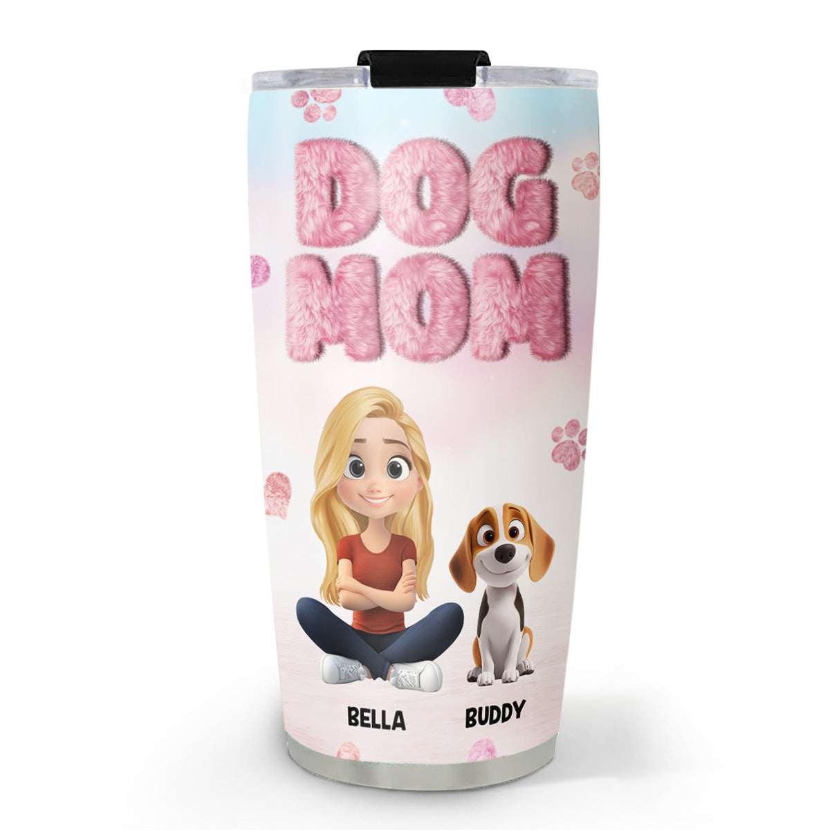 Custom Mother's day Birthday Gifts For Dog Mom, Dog Lovers • Fluffy Dog Mom - Personalized Tumbler