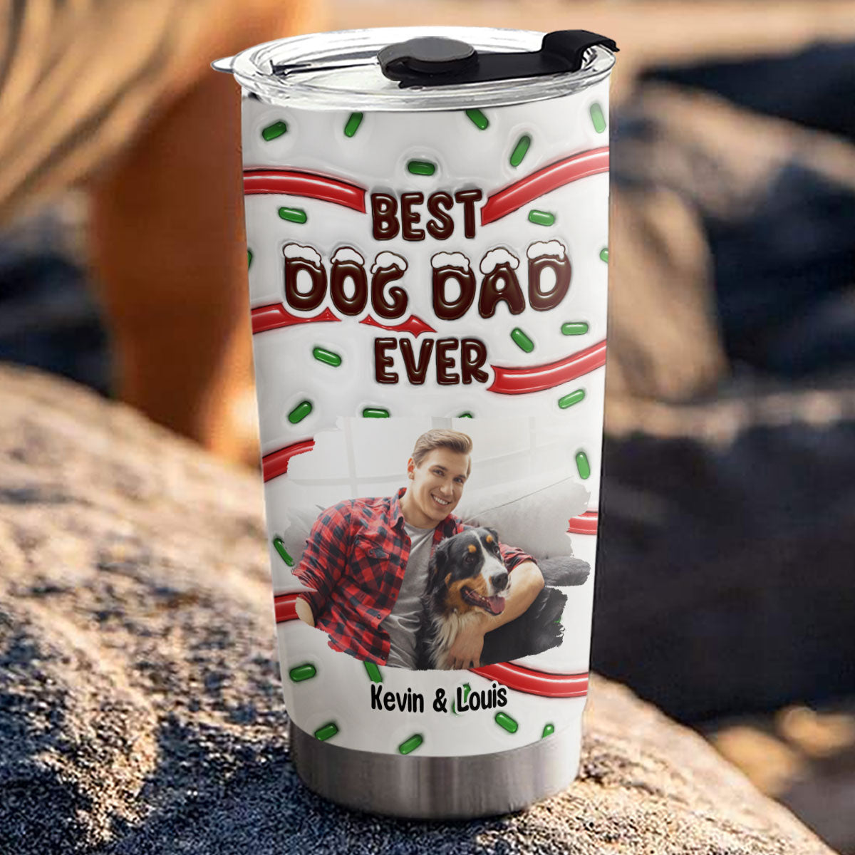 Best Dog Mom Cake Cartoon Photo - Personalized 3D Inflated Effect Tumbler
