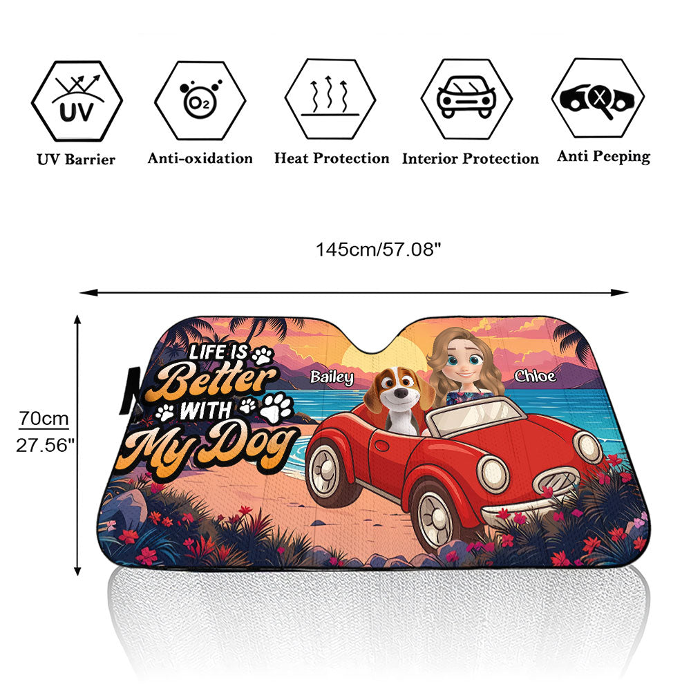 Custom Christmas Birthday Gifts Car Accessories for Dog Parents • Dog And Car - Personalized Car Sunshade