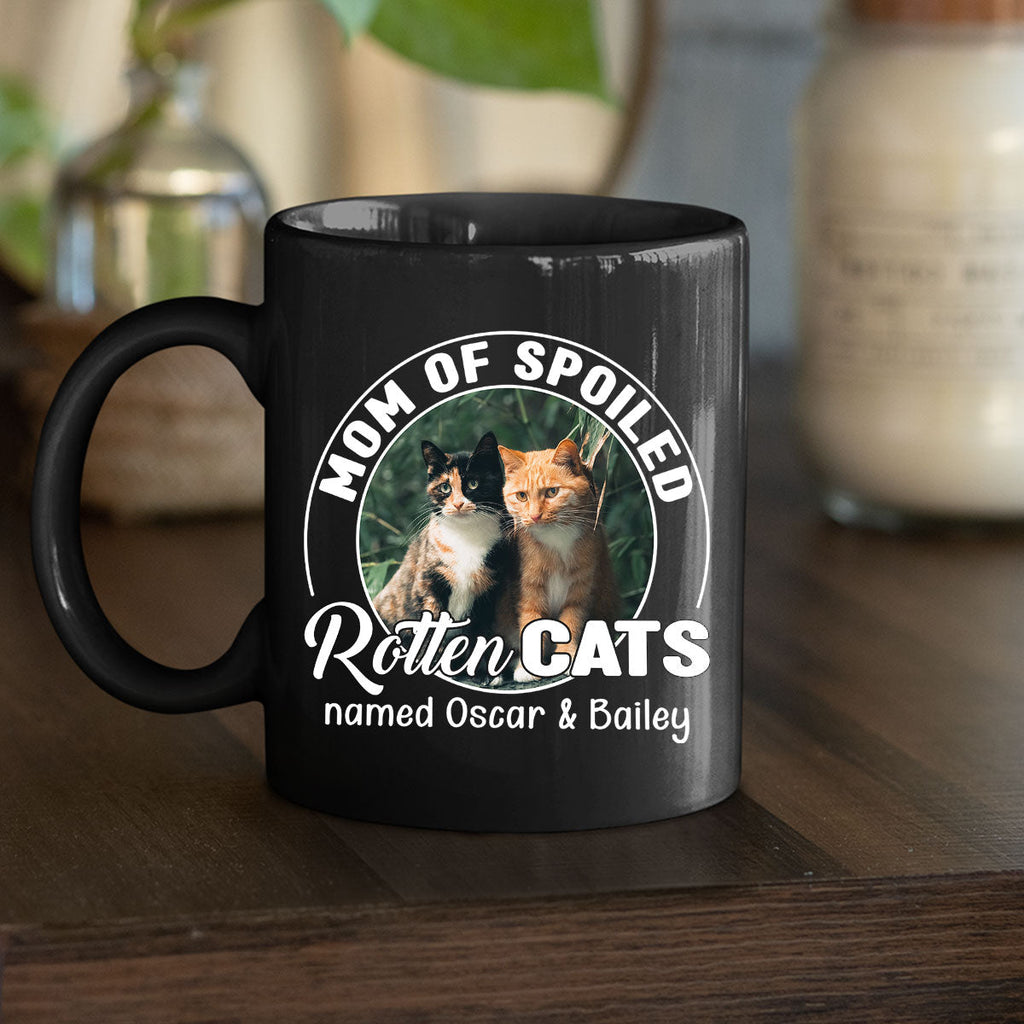 Custom Photo Christmas Birthday Gifts For Cat Lovers • Handsome Spoiled Rotten Cat Photo - Personalized Coffee Mug