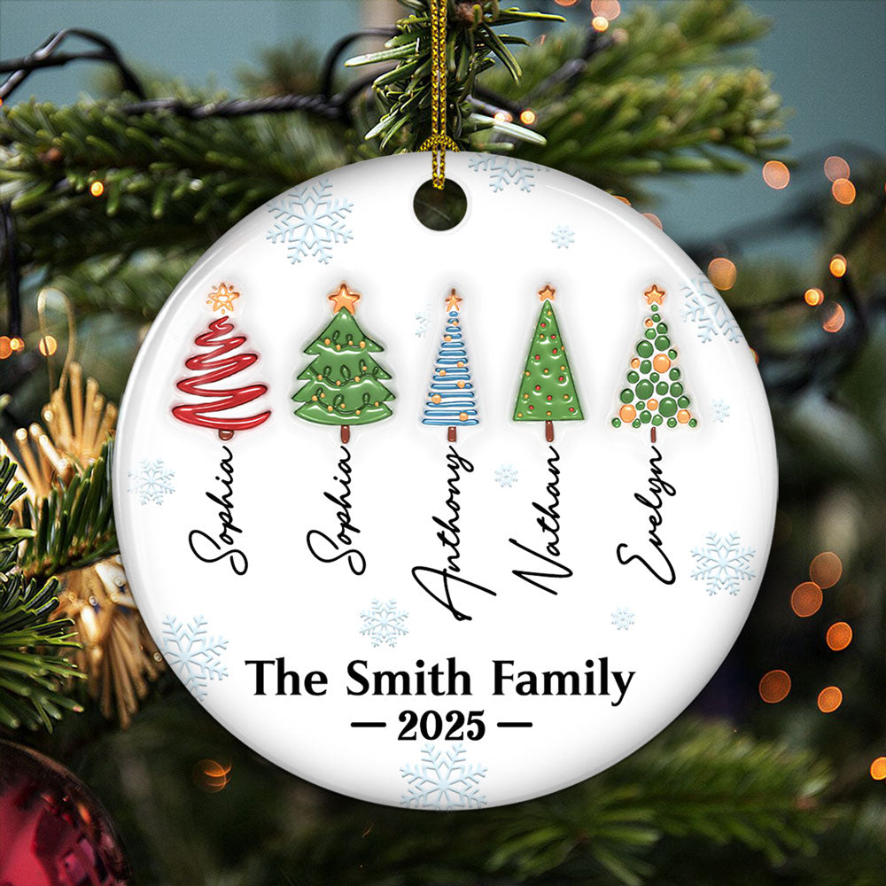 Friends Forever Tree Names - Personalized 3D Inflated Effect Ceramic Ornament