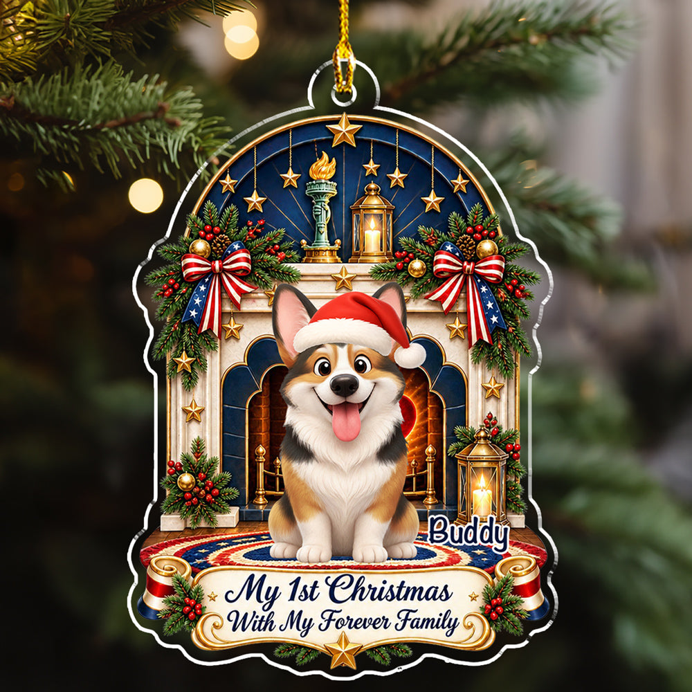 Custom Christmas Decor Home Birthday Gifts For Dog Mom, Dog Lovers • Forever Family Christmas - Personalized Acrylic Ornament