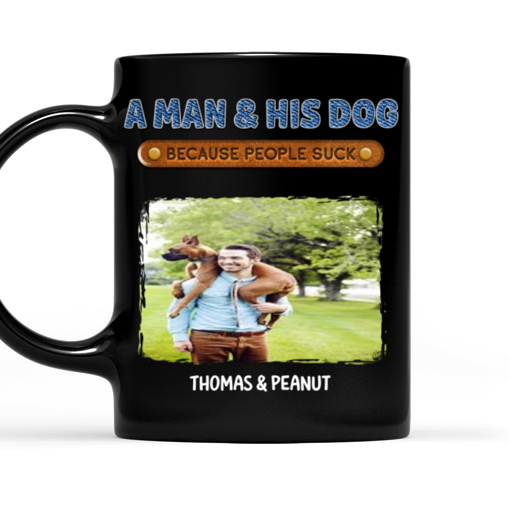 Custom Photo Christmas Birthday Gifts For Dog Dad, Dog Lovers • A Gentleman And His Dog Photo - Personalized Coffee Mug