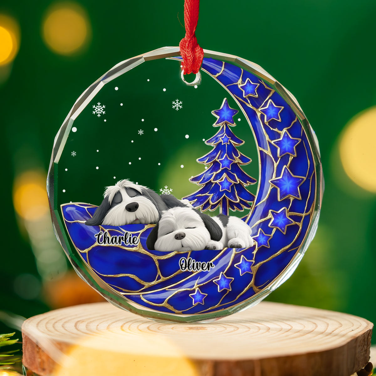 Custom Christmas Decor Home Birthday Gifts For Dog Lovers • Beside Pearl Of You - Personalized 3D Effect Glass Ornament
