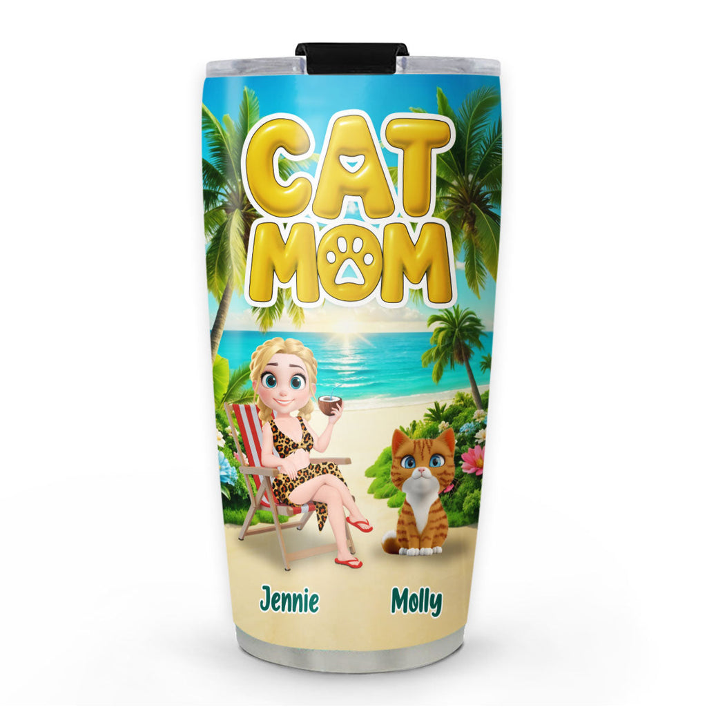 Custom Christmas Birthday Gifts For Pet Mom, Pet Lovers • Cat Mom Summer - Personalized Tumbler