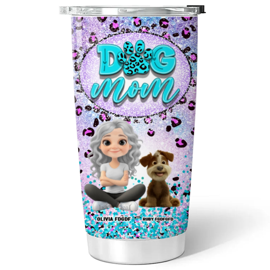 Custom Christmas Birthday Gifts For Dog Mom, Dog Lovers • Dog Mom Paw Leopard - Personalized Tumbler