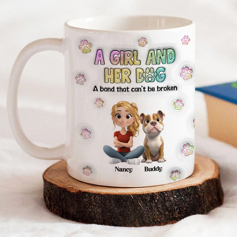 Custom Christmas Birthday Gifts For Dog Mom, Dog Lovers • A Girl And Her Dog - Personalized 3D Inflated Effect Mug