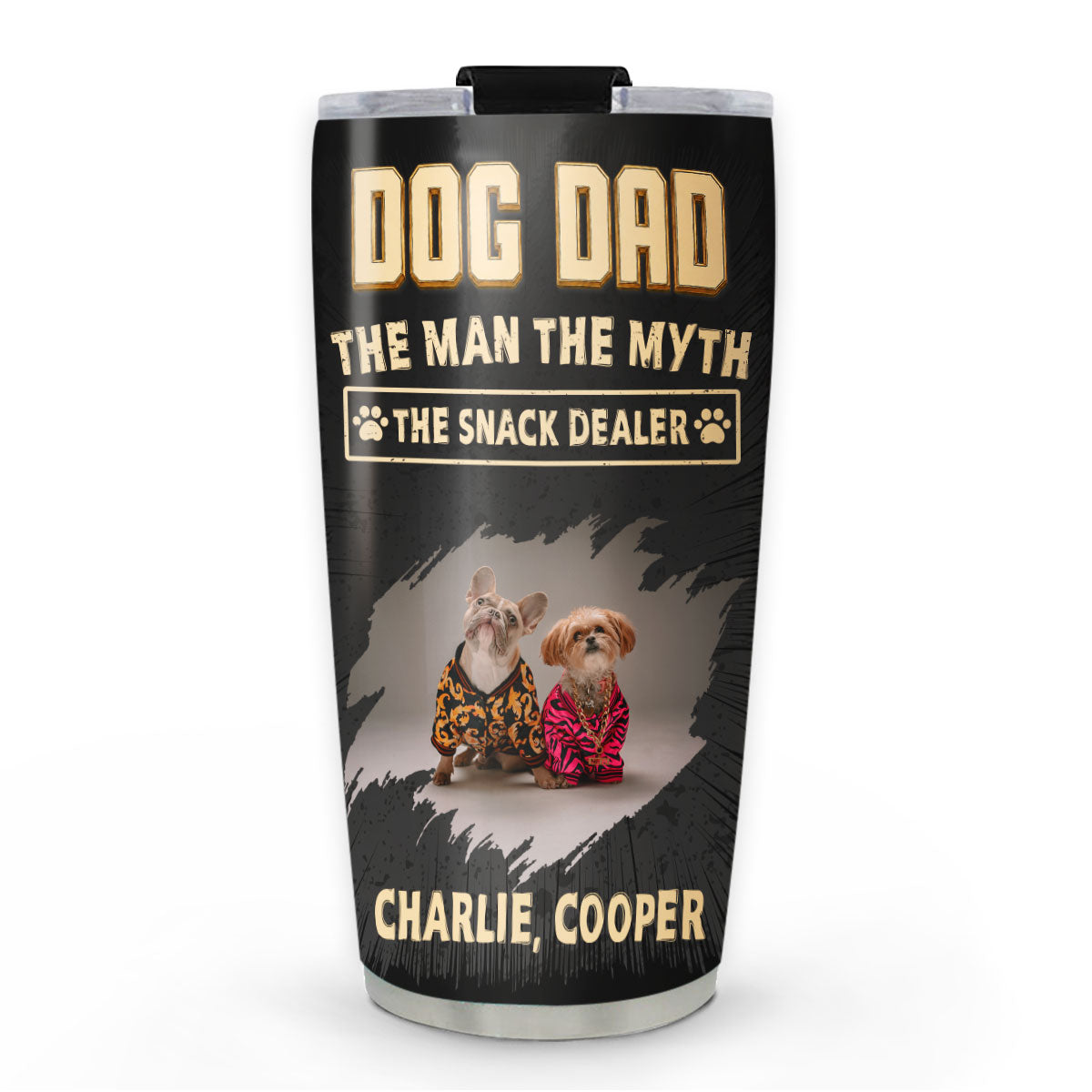 Custom Photo Father's day Birthday Gifts For Dog Dad, Dog Lovers • The Snack Dealer Dog Dad Photo - Personalized Tumbler