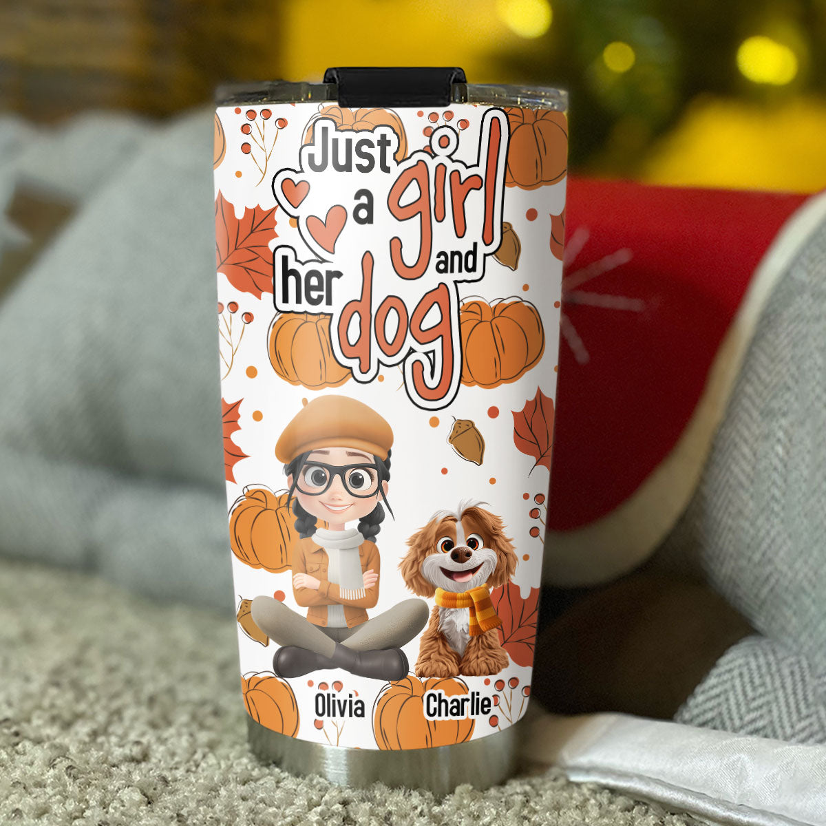 Custom Christmas Birthday Gifts For Dog Mom, Dog Lovers • Falling For You - Personalized Tumbler
