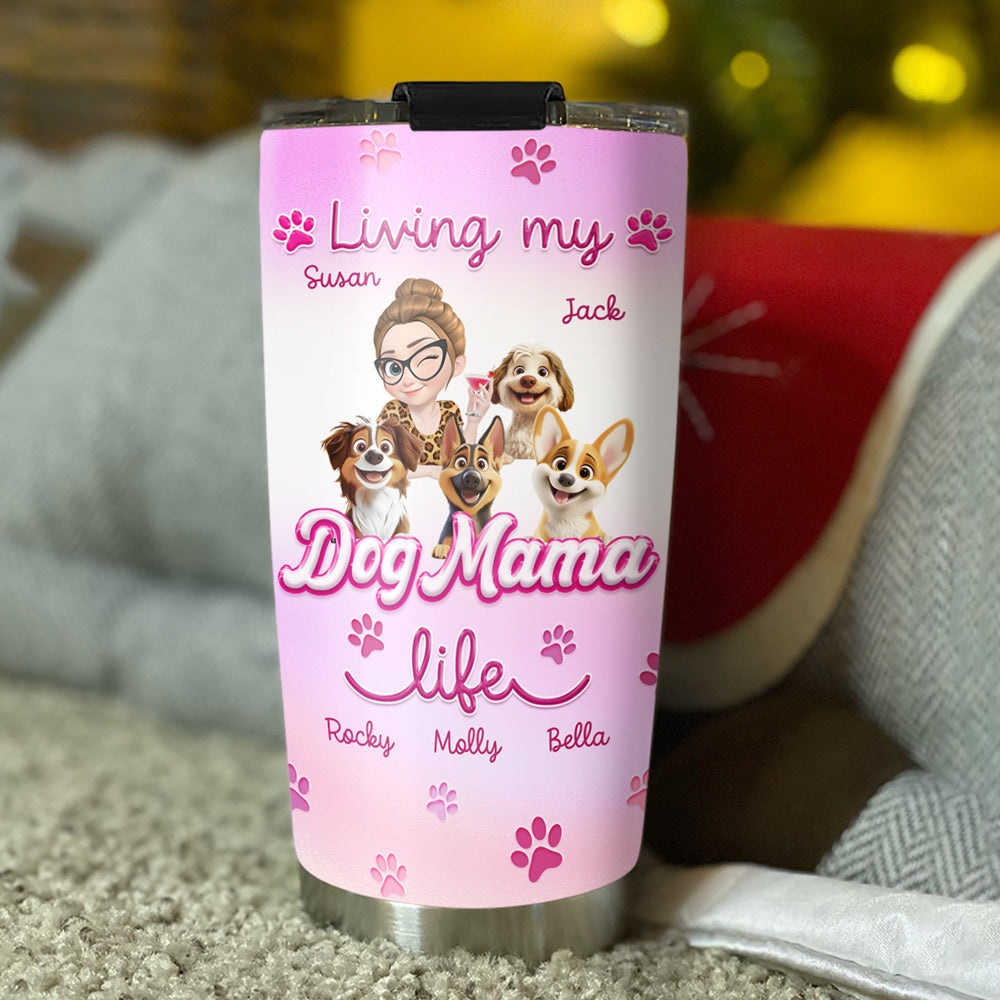 Custom Christmas Birthday Gifts For Dog Mom, Dog Lovers • Pinky World - Personalized 3D Effect Tumbler