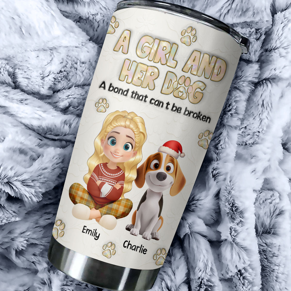 Custom Christmas Birthday Gifts For Dog Lovers • A Girl And Her Dog Ver Pearl - Personalized 3D Inflated Effect Tumbler