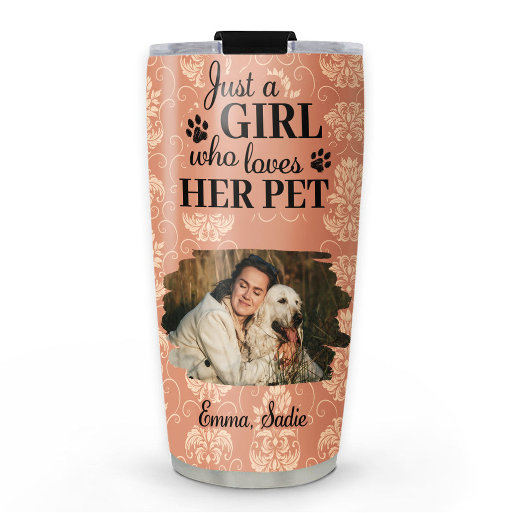 Custom Photo Christmas Birthday Gifts For Pet Mom, Pet Lovers • Pumskin Pet And Girl Photo - Personalized Tumbler
