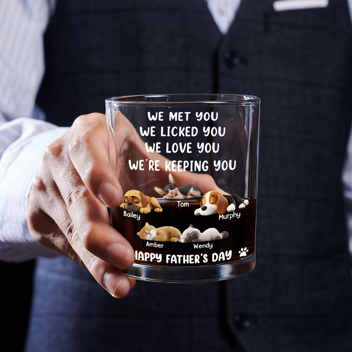 We Licked And Love You Ver Pet - Personalized Whiskey Glass