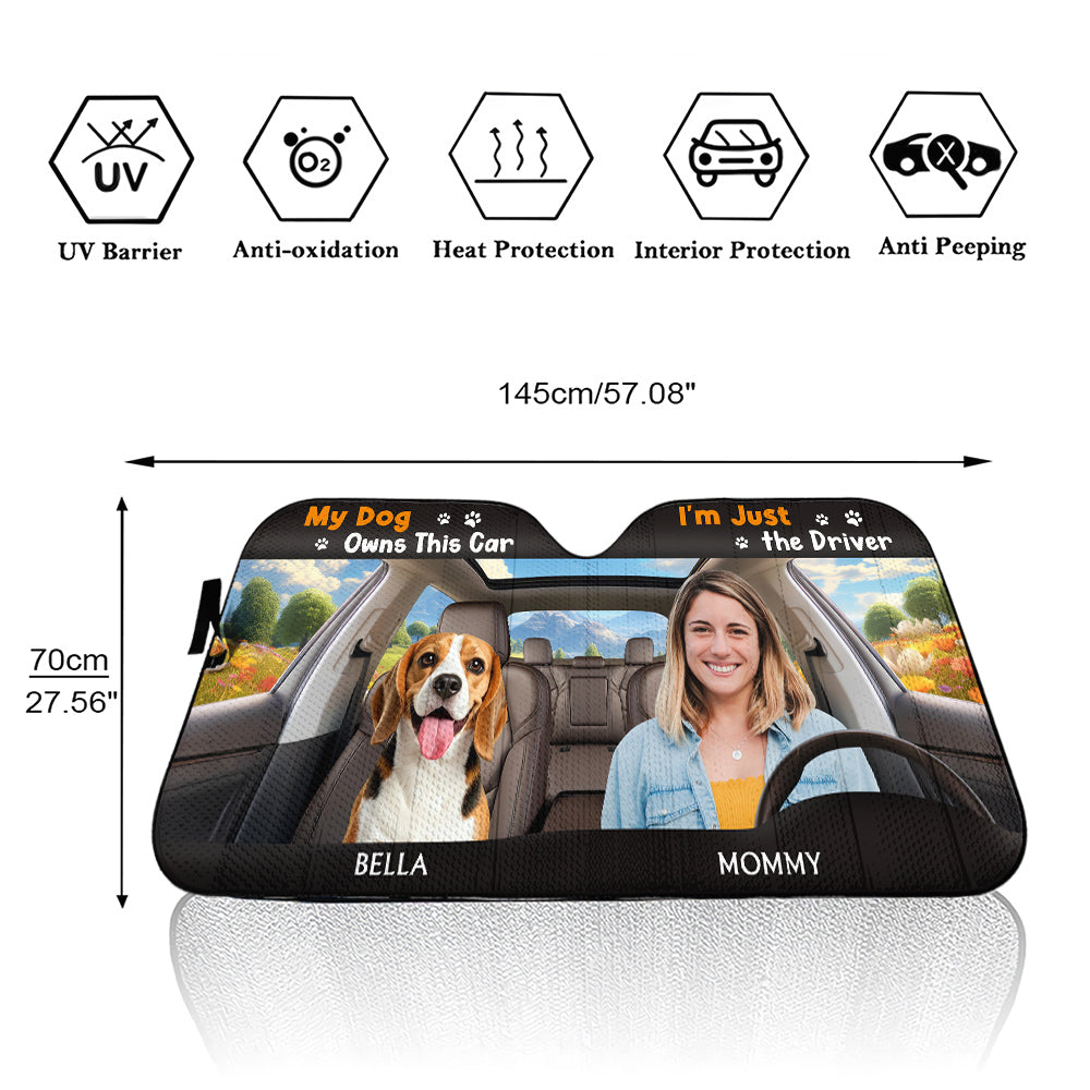 Custom Christmas Birthday Gifts Car Accessories for Dog Parents • My Dog Owns This Car Photo - Personalized Car Sunshade