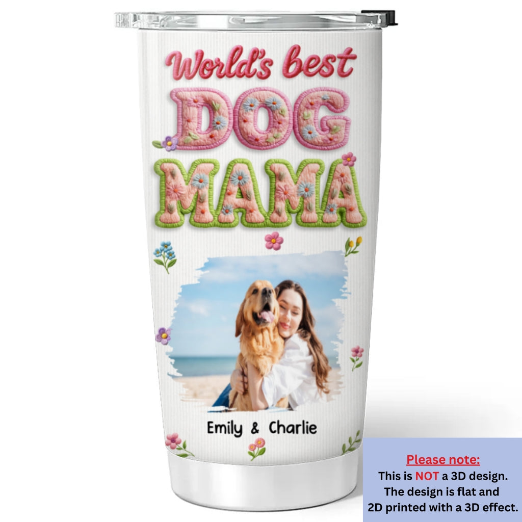 Custom Photo Christmas Birthday Gifts For Dog Mom, Dog Lovers • Blossoming Dog Mom Photo - Personalized 3D Effect Tumbler