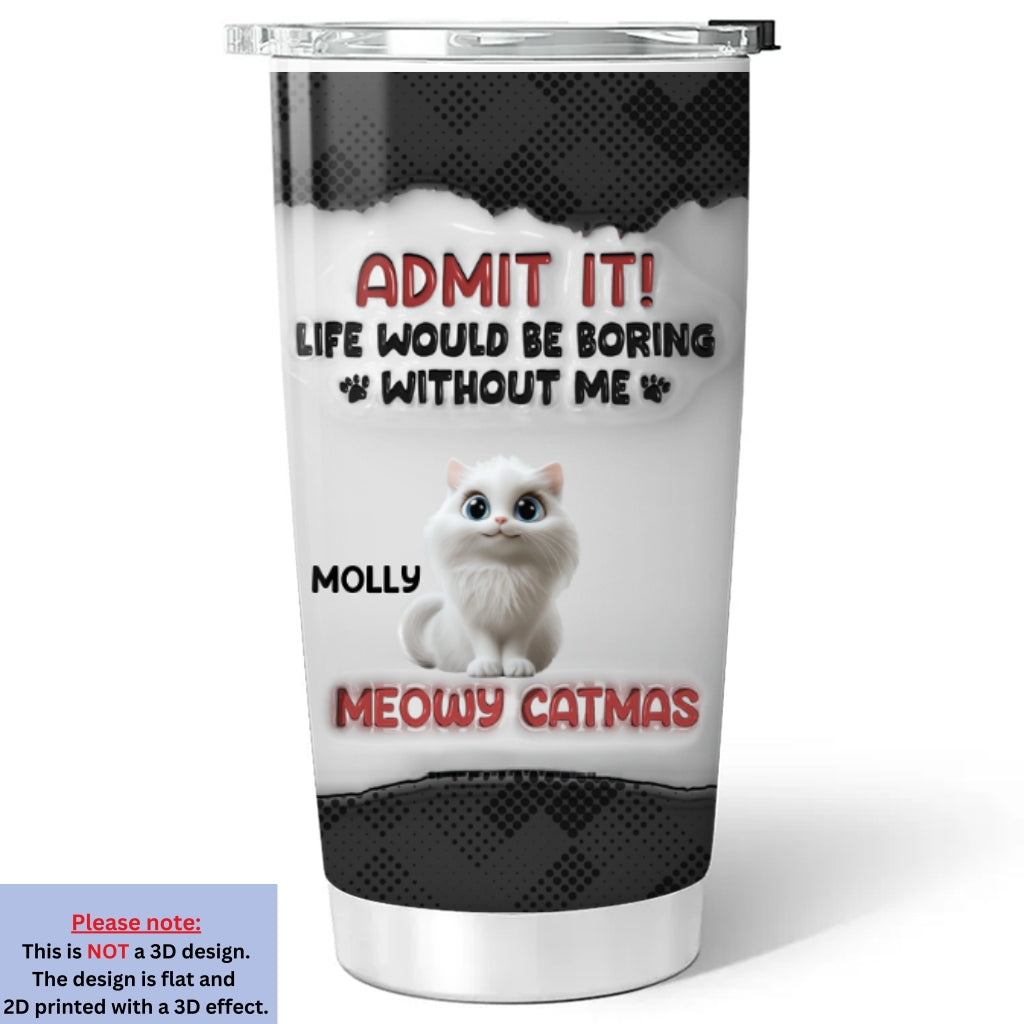 Custom Christmas Birthday Gifts For Cat Lovers • Catmas Dad Mom - Personalized 3D Inflated Effect Tumbler