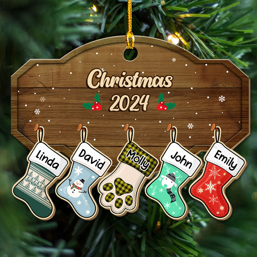 Family With Pet - Personalized Wood Ornament