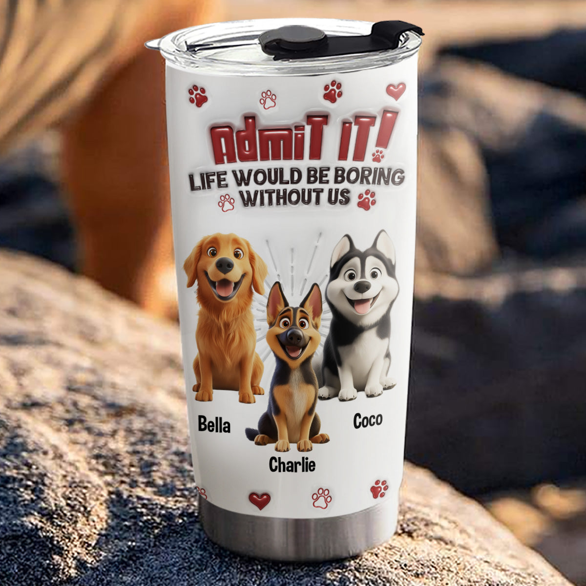 Custom Mother's day Birthday Gifts For Dog Mom, Dog Lovers • Accept It Mom Dad - Personalized 3D Inflated Effect Tumbler