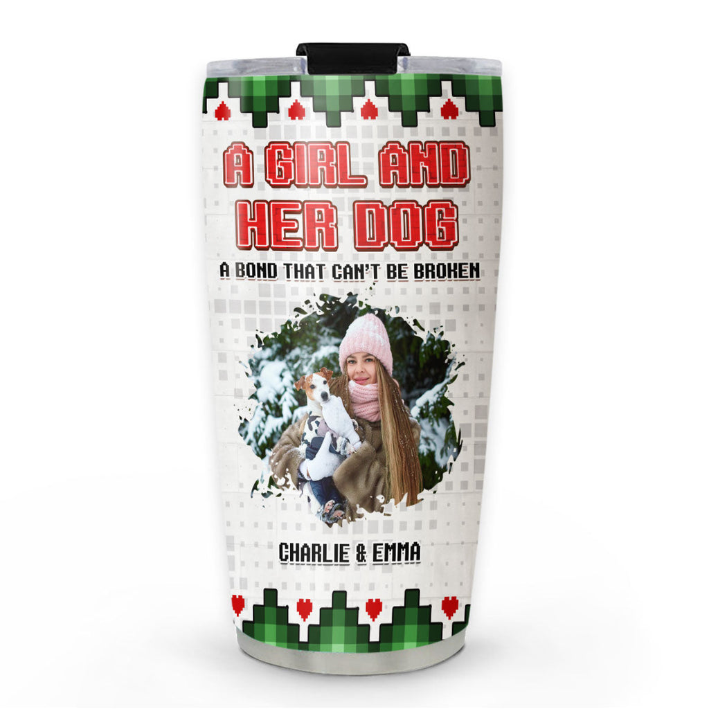 Custom Photo Christmas Birthday Gifts For Dog Lovers • Me And My Dog Christmas Photo - Personalized Tumbler