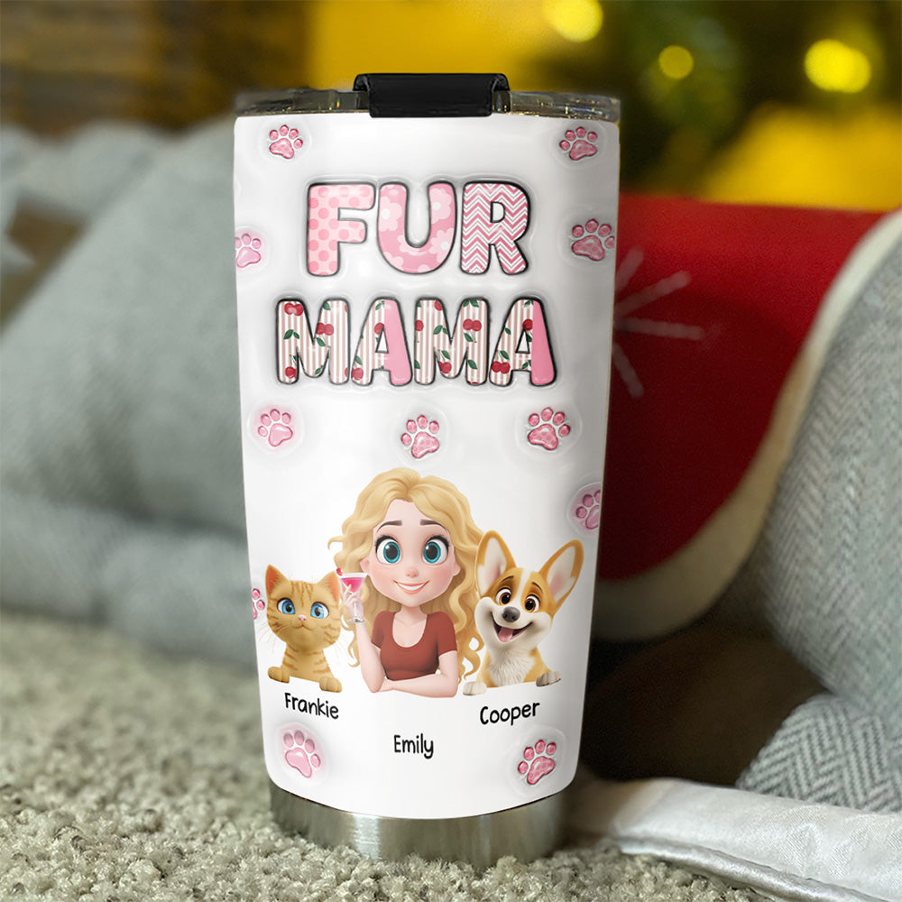 Custom Christmas Birthday Gifts For Pet Mom, Pet Lovers • Cherry On Top Of Us - Personalized 3D Inflated Effect Tumbler