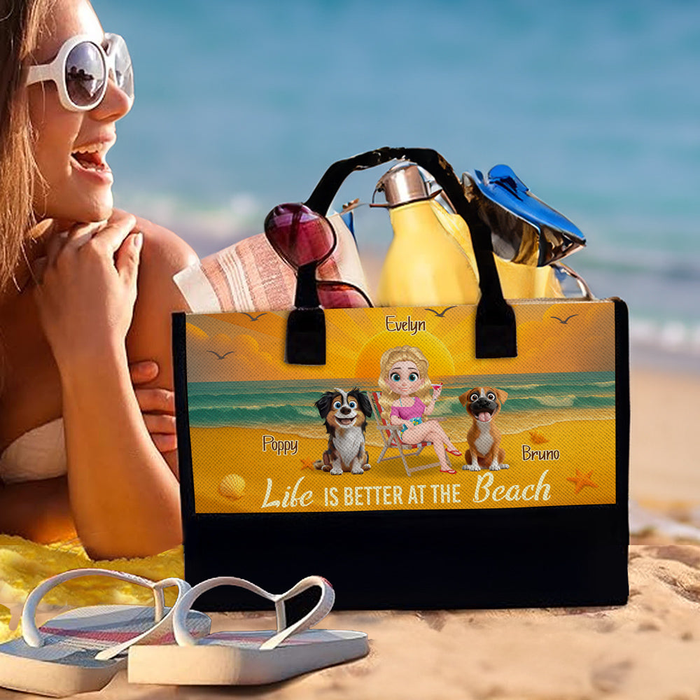 Life Is Better At The Beach With Pet Cartoonize - Personalized Canvas Tote Bag