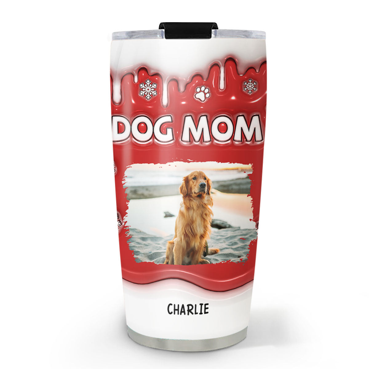 Custom Mother's day Birthday Gifts For Pet Mom, Pet Lovers • Christmas Mom Of Dogs Photo - Personalized 3D Inflated Effect Tumbler