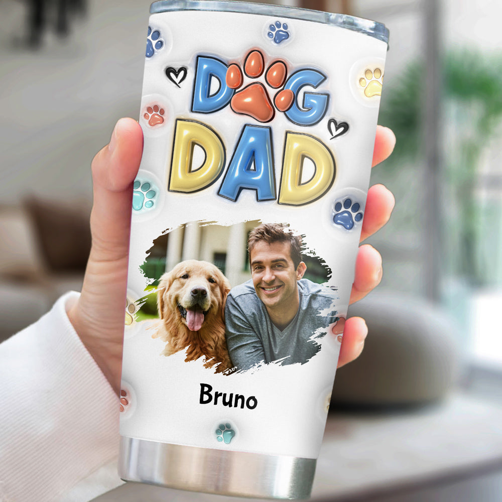 Custom Photo Christmas Birthday Gifts For Dog Lovers • Thank You My Dog Mom Dad Photo - Personalized 3D Inflated Effect Tumbler