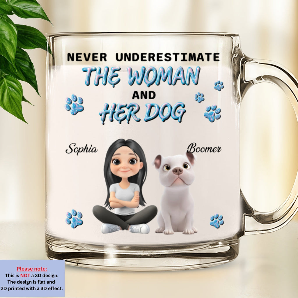 Custom Mother's day Birthday Gifts For Dog Mom, Dog Lovers • Do Not Dare Underestimate - Personalized 3D Effect Glass Mug