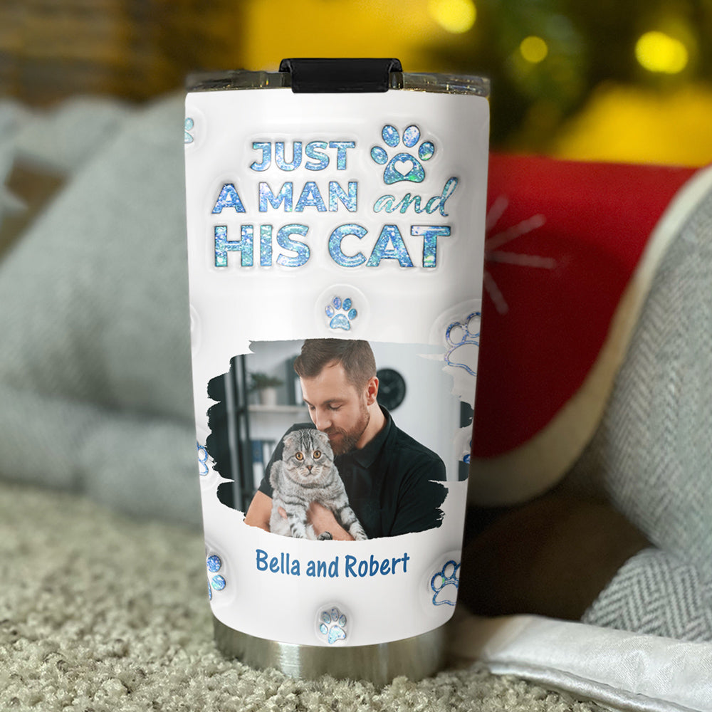 Custom Photo Christmas Birthday Gifts For Pet Dad, Pet Lovers • You Are The Miracle Fur Dad Photo Ver - Personalized 3D Inflated Effect Tumbler