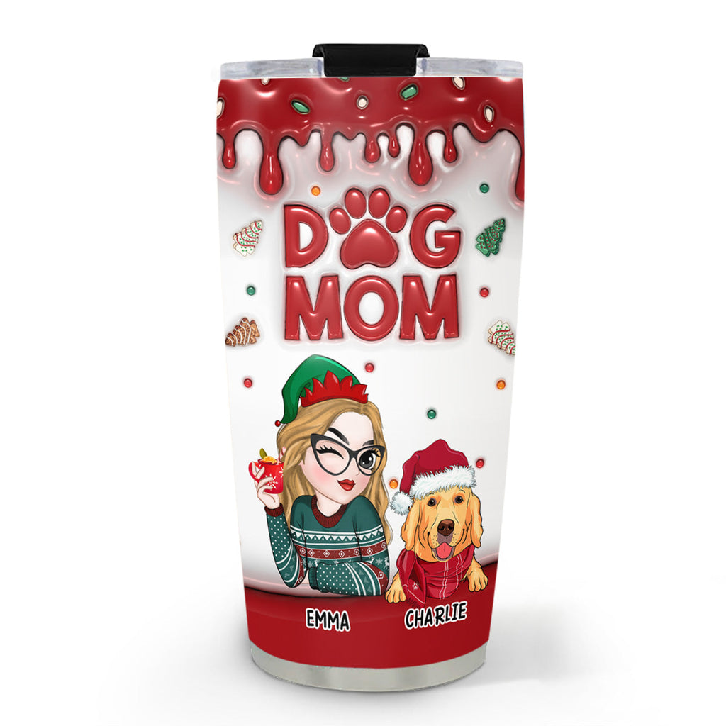 Custom Christmas Birthday Gifts For Pet Lovers • Dog Mom Lovely Christmas Cake - Personalized 3D Inflated Effect Tumbler